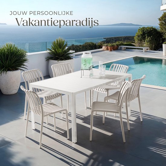 tectake® 2er Set Gartenstühle Alcudia - Taupe - Kunststoffstühle - Stapelbar - Stühle für Garten, Terrasse oder Balkon - Wetterfest und UV-beständig - Belastbarkeit 120kg pro Gartenstuhl