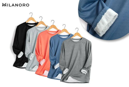 Milanoro Fleece-Tunika für Damen – warm gefüttert – schwarz – Größe L