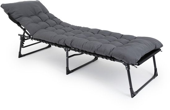 909 Outdoor Premium Lounger mit bequemen Kissen - Verstellbare Rückenlehne - 189x59x30cm - Maximale Belastbarkeit: 110KG