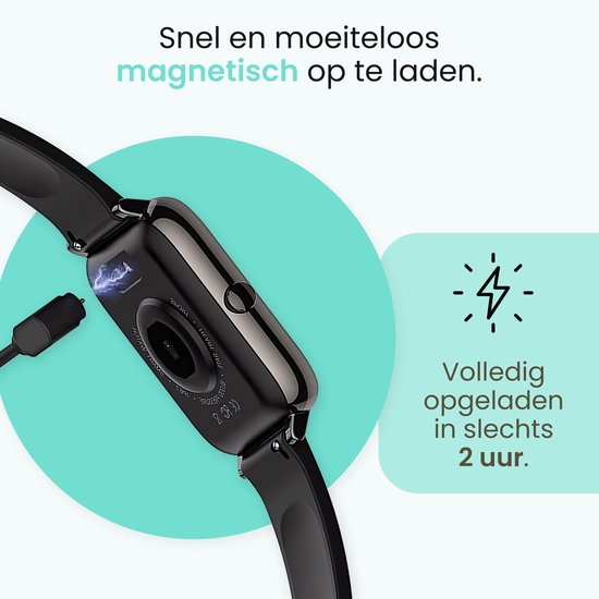 MAOO AMPLIFY Smartwatch - Inkl. Bildschirmschutz - Herzfrequenz, Blutdruck, Blutsättigung, Schlaf, Entfernung - Schrittzähler - Smartwatch Männer - Smartwatch Frauen - Uhr - Weihnachtsgeschenk - Schwarz