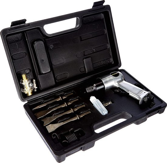 Stanley Pneumatic Meißelhammer-Set, kraftvolle Abbrucharbeiten mit 4 Meißeln, Schnellkupplungen & Aufbewahrungskoffer