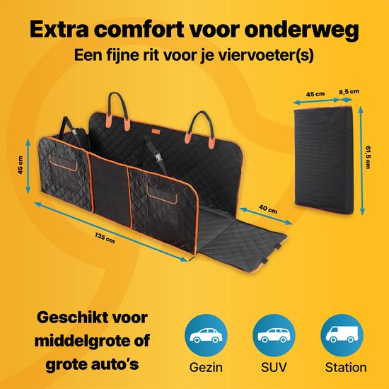 Jake und Jacky Hundedecke XXL mit Rücksitzverlängerung - Autoteppich Hund mit hartem Boden - Autoschutzdecke - Hundedecke - Inklusive Auto-Matte & Aufbewahrungstasche