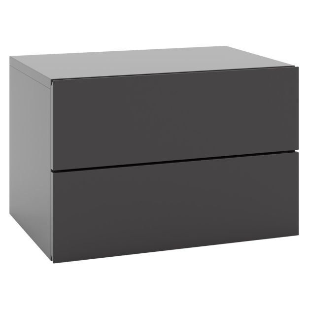 Coast Schwebender Nachttisch mit 2 Schubladen 42x30x28 cm - Grau - Moderner wandmontierter Nachttisch