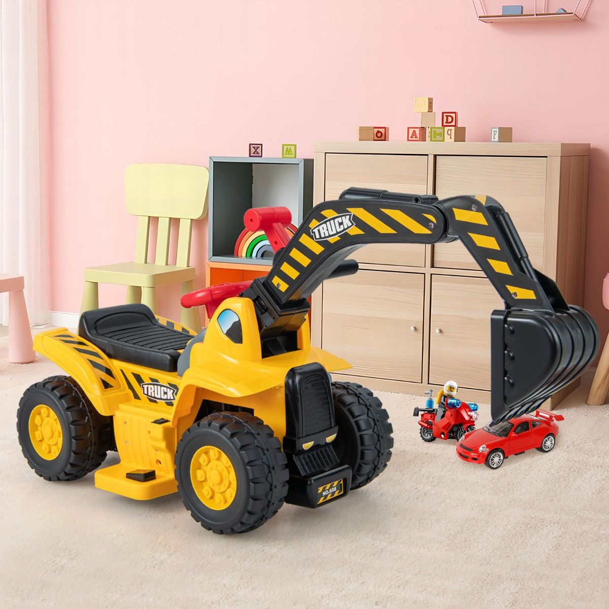 Coast Elektrischer Bagger für Kinder – Mit steuerbarer Schaufel – Soundeffekte – Gelb und Schwarz