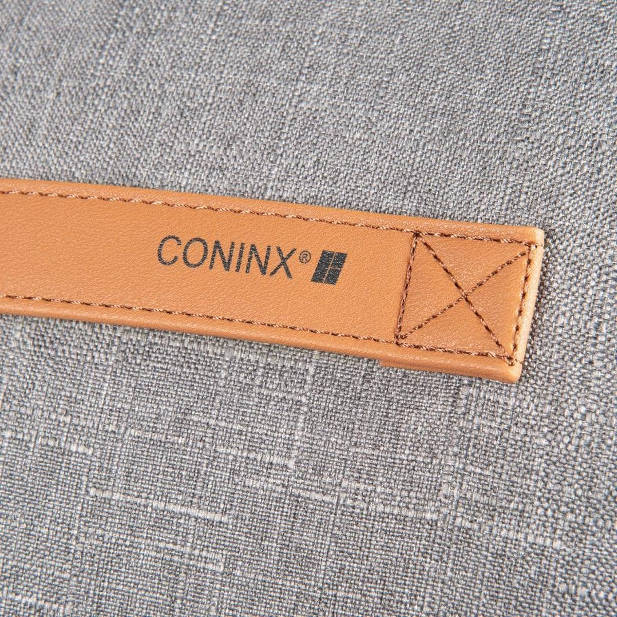 Coninx Fußhocker Rund - Fußhocker - Wolle - Ledergriff - 50 x 44CM - Grau