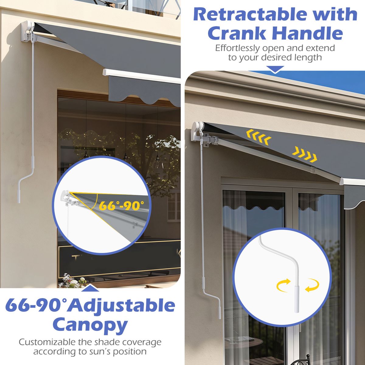 Coast Sonnenschutz-Terrassenüberdachung – einziehbar – Aluminiumrahmen – grau 3,6 x 3 m
