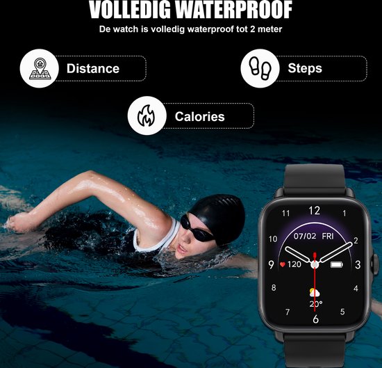 Golden Sound Premium Smartwatch - Männer - Schrittzähler - Schlafmonitor - Herzfrequenzmonitor - Sportmonitore - Geeignet für jeden Laptop und jedes Smartphone- Schwarz