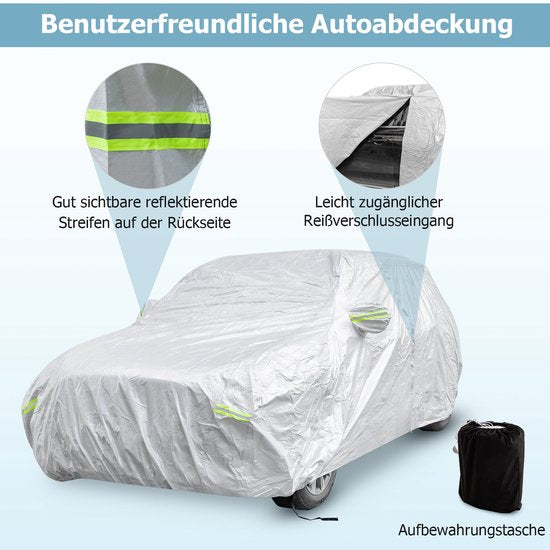 Coast Car Cover Silber - Wetterfeste 3-lagige Autoabdeckung mit Reißverschluss - 431 x 160 x 115 cm
