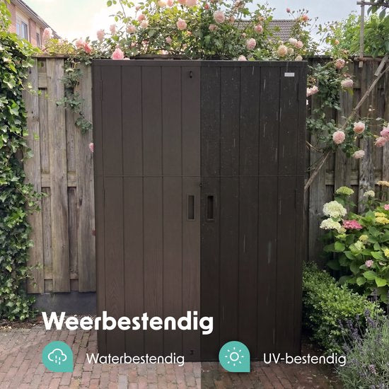 LifeGoods Gartenkabinett Vertikal - 1340L - Aufbewahrungsschrank - Wasserdicht & UV-beständig - Gartenkiste - Schwarz