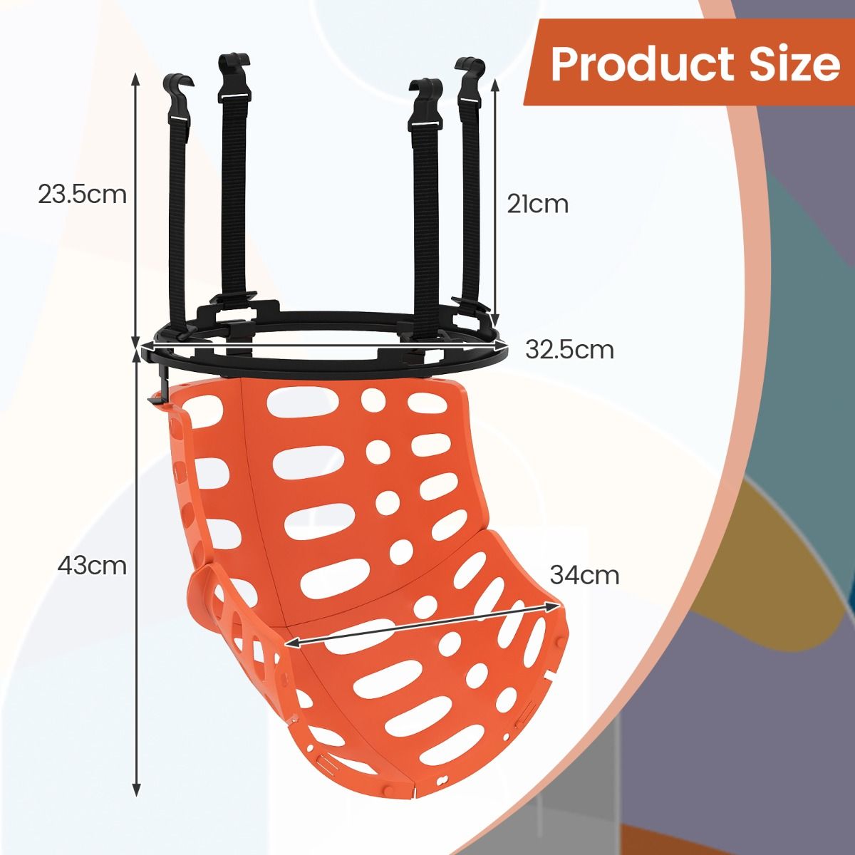Coast Basketball-Rebounder – um 360 Grad drehbar – einstellbare Rückprallkraft – schwarz und orange