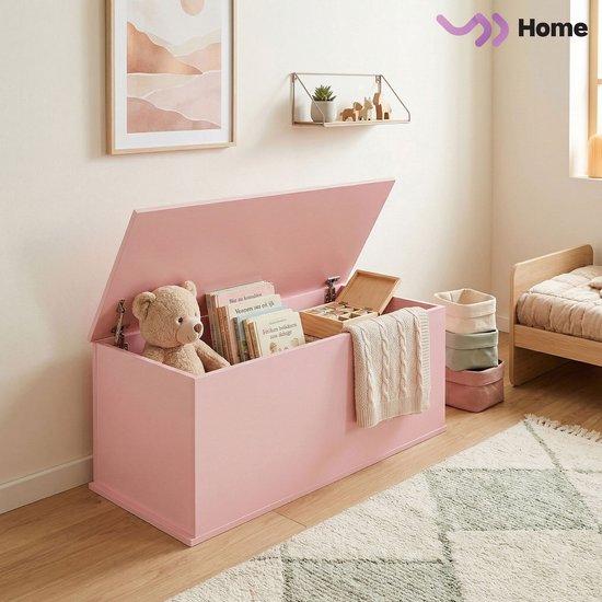VDD Home – Aufbewahrungskiste – Spielzeugkiste – Deckenkiste – Rosa – Holz – 100 x 40 x 40 cm