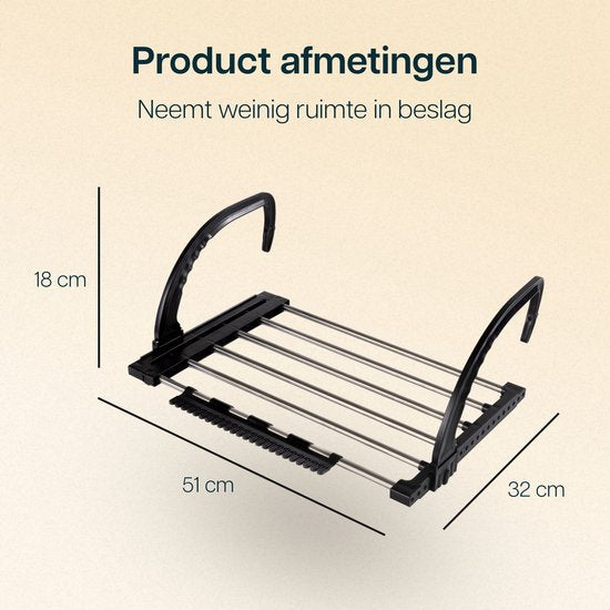 Duna Wäscheständer hängend - Ausziehbar auf 5,4m Trockenlänge - Wäscheständer - Hängender Wäscheständer - Tür - Balkon - Heizkörper - Mit Sockenhalter