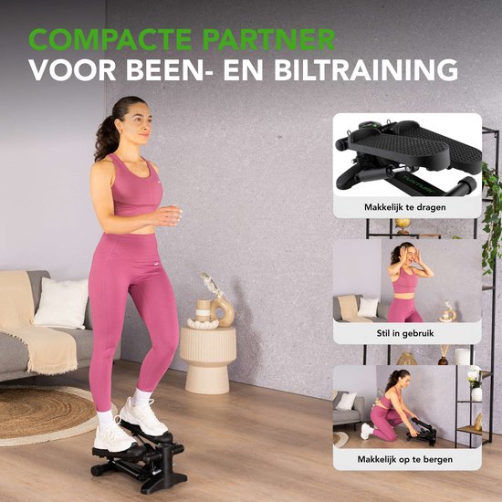 Tunturi Stepper – Stepper-Fitness – Treppensteiger – Aerobic-Step – Fitness – inkl. Display und Widerstandsbändern – Schwarz