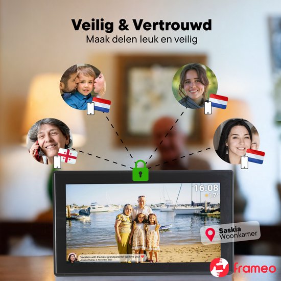Denver Digitaler Bilderrahmen 15,6 Zoll - XL - Full HD - Frameo App - Fotorahmen - WLAN - 16GB - IPS Touchscreen - PFF1515B