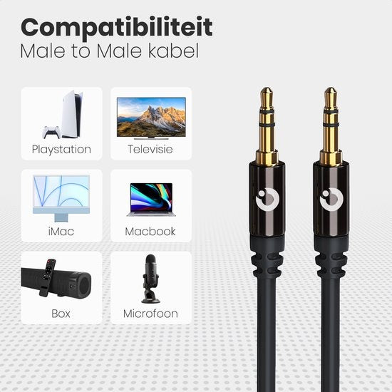 Auronic AUX-Kabel - Audiokabel 1,5 m - 3,5 mm - Stecker auf Stecker - Schwarz