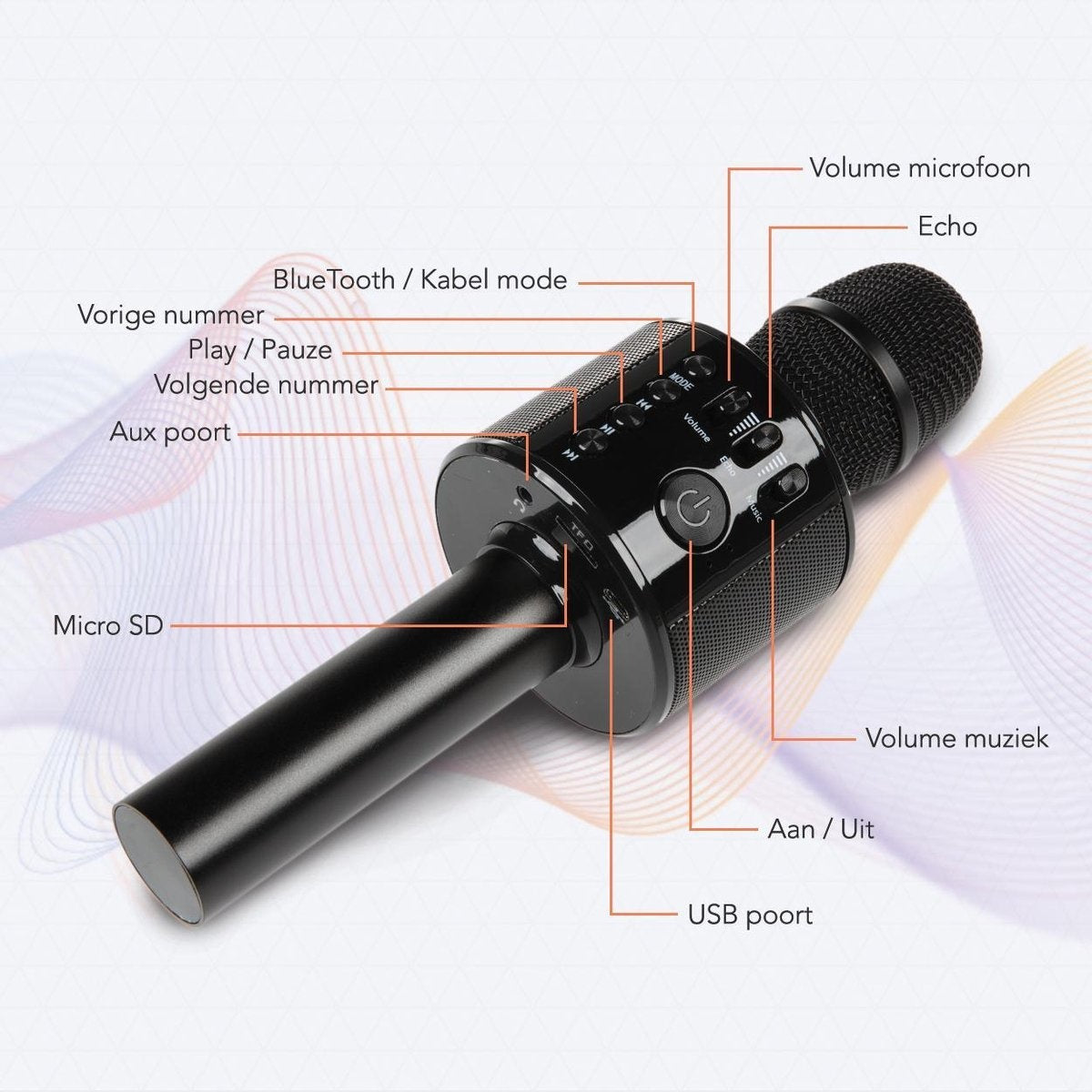 LifeGoods Karaoke-Mikrofon - Bluetooth - Drahtlos - mit Lautsprecher - Schwarz