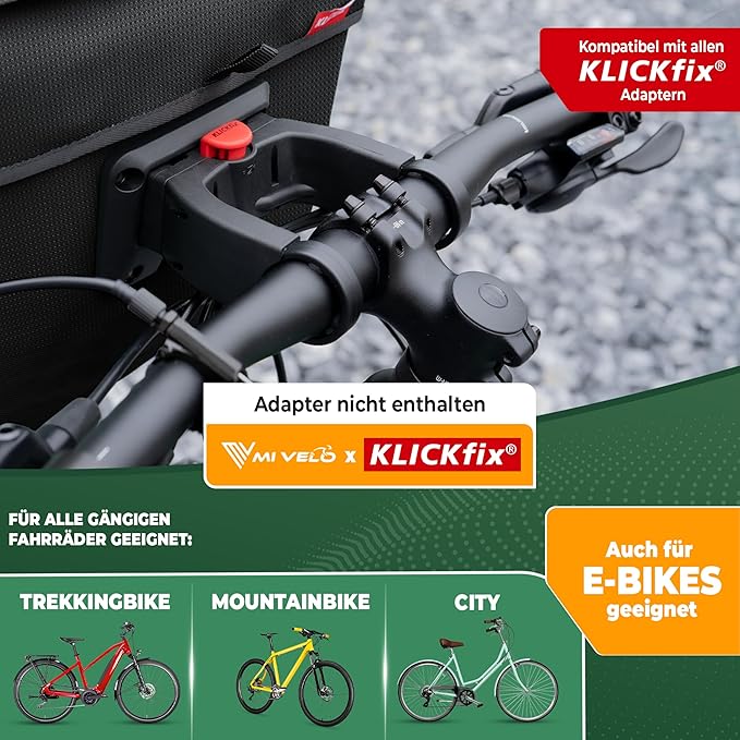 MIVELO Lenkertasche - 100% Wasserdicht & mit Handytasche - 7 Liter - Schwarz Reflektierend