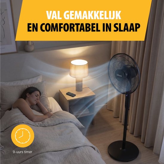 Tristar 3-in-1-Stativventilator – 40 cm – mit Fernbedienung – 9 Geschwindigkeitsstufen – 3 Windmodi mit Schlafmodus und Timer – oszillierend – VE-5796