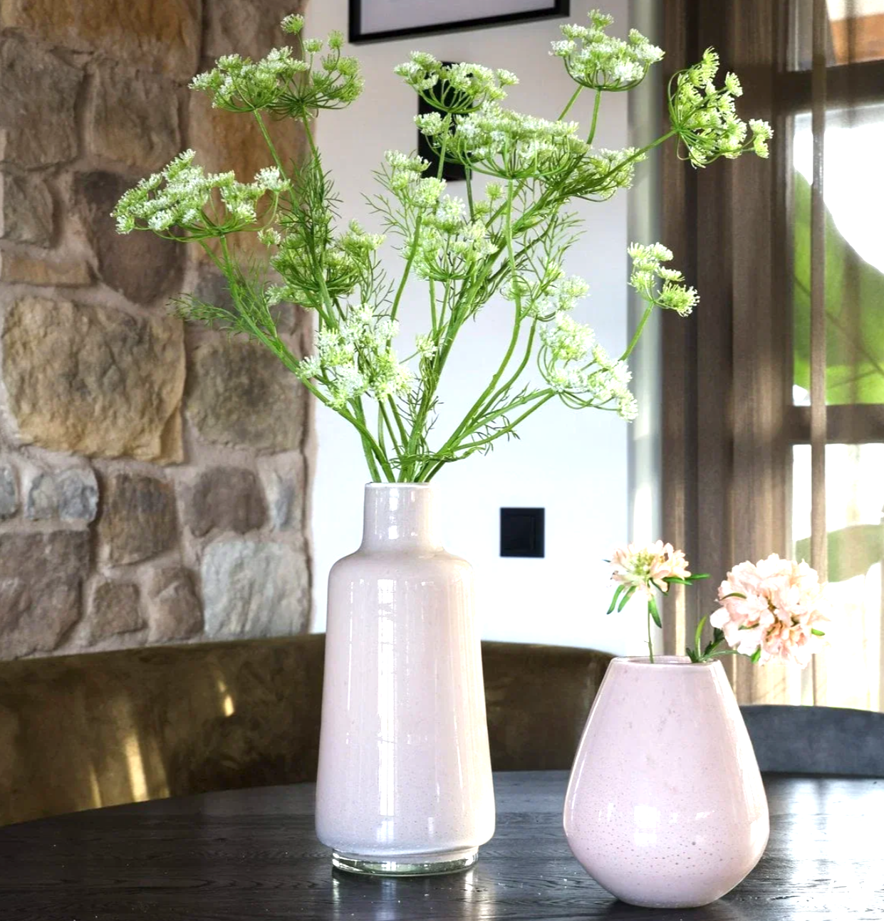 Vase „The World Jana Elite“ – Elfenbeinbeige – Handgefertigtes dickes Glas – Ø 18 x 35 cm