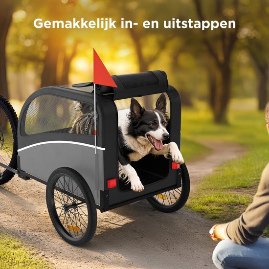 Trevopet® Hundefahrradanhänger - Faltbarer Fahrradanhänger Hund - Hundeanhänger - Geeignet für E-Bikes - Bis zu 40 kg - Für mittlere & große Hunde - Schwarz
