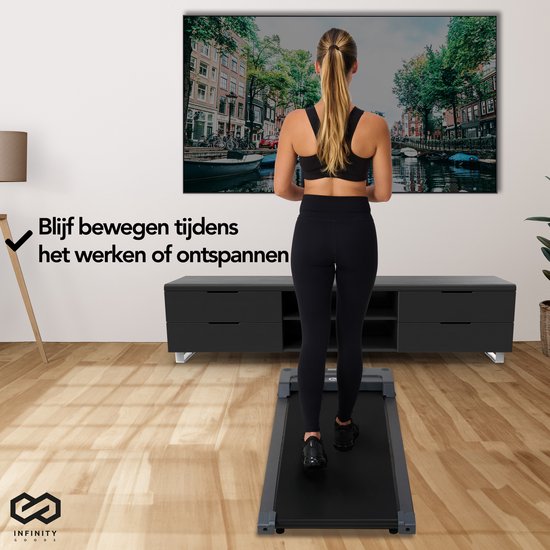 Infinity Goods Laufband für Zuhause - Mit Bluetooth - 1-6 km/h - 120 x 53 x 12 cm - Anthrazit
