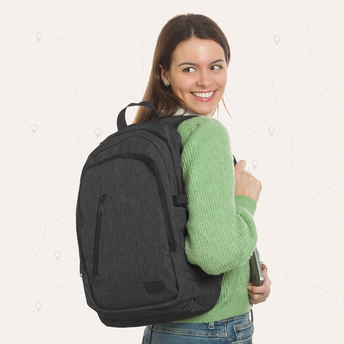 TRVLMORE Rucksack - 25L - 15.6 Zoll - Laptop-Rucksack - Schultasche - Unisex - Spritzwassergeschützt Anthrazit