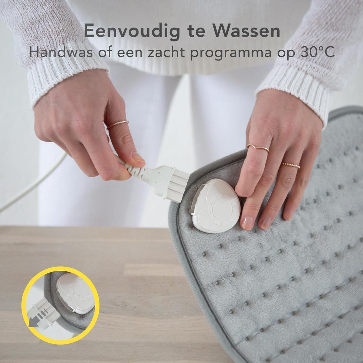 LifeGoods Wärmekissen - Elektrisch - 40x30cm - Nacken und Schultern - Waschbar - Grau