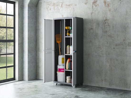 Keter Linear Utility Storage Cabinet - 68x173x39 cm - Grau/Schwarz