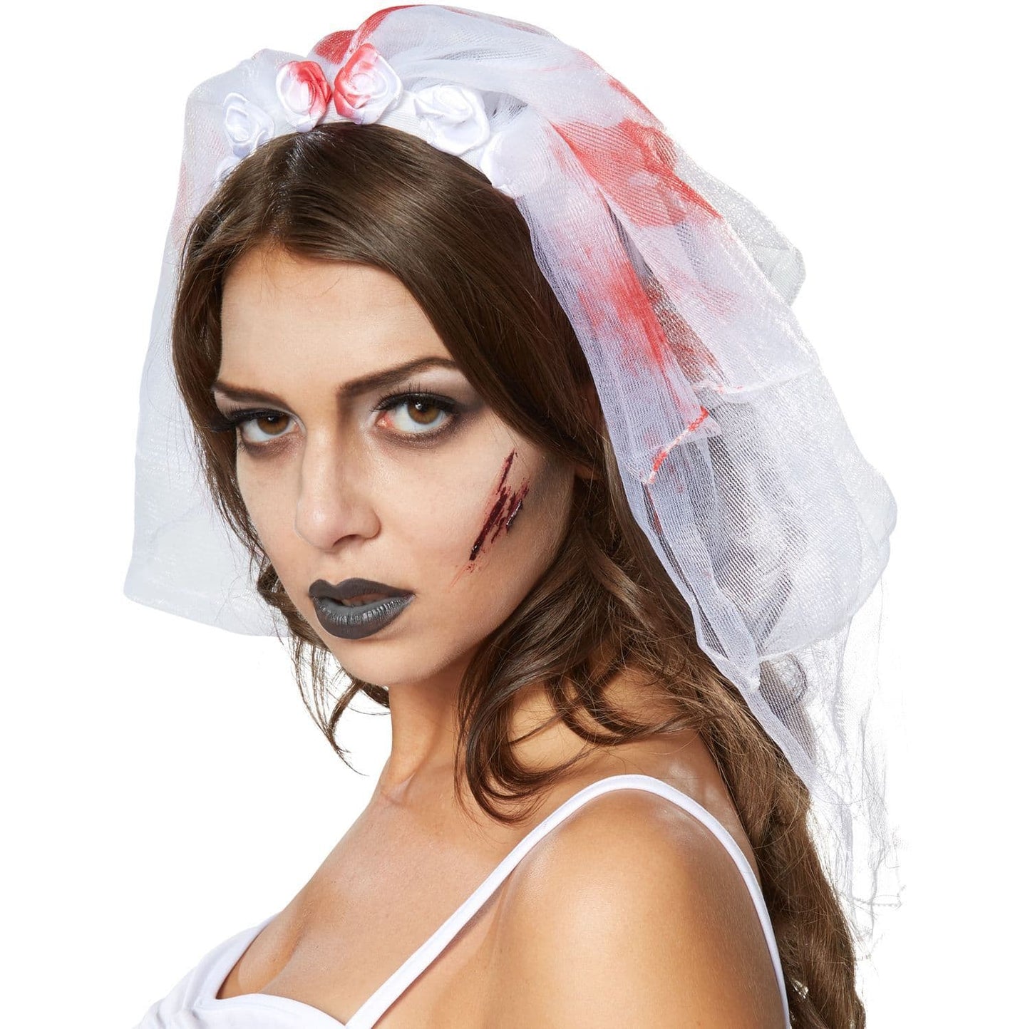 geisterbraut kostüm damen - halloweenkleid weiß - größe s - inklusive zubehör
