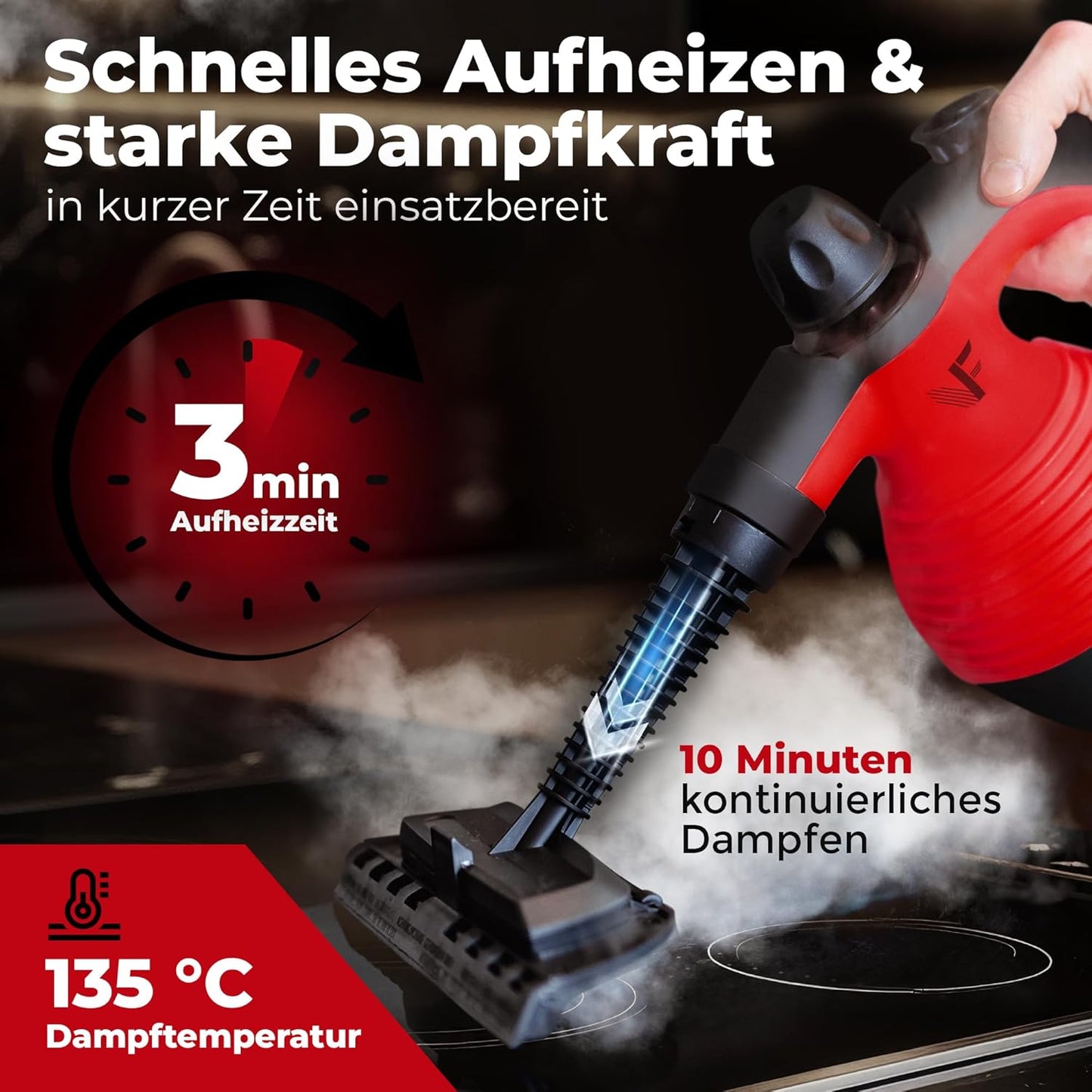 Neighbour's Friend® Dampfreiniger Neues Modell – Leistungsstarker Hand Steam Cleaner, 3,5 Bar Druck, 4m Kabel, 350ml Tank I Handdampfreiniger für Auto, Werkstatt, Haushalt & Fensterreinigung