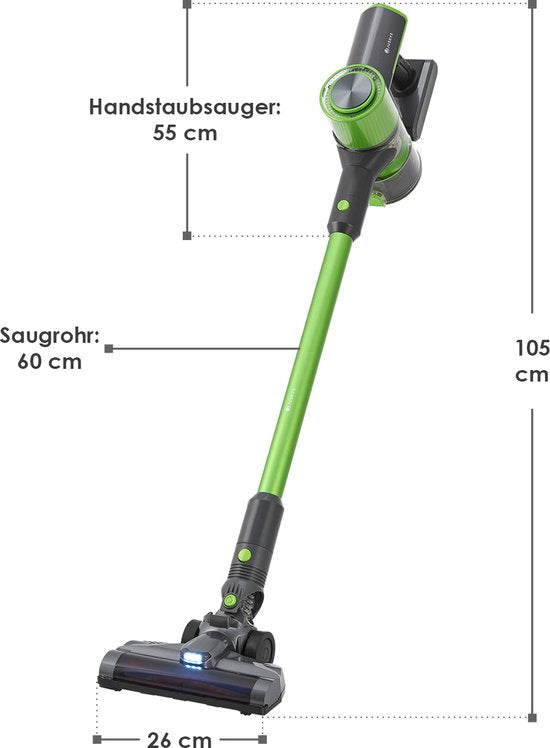 Juskys Akku-Sauger / Staubsauger VC2101 - Grau & Grün - inkl. Zubehör
