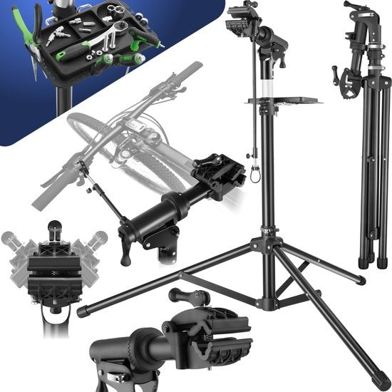 tectake - Fahrradreparaturständer Tristan - Schnellspanner - Spannkopf - 360° drehbar - höhenverstellbar - Max. 50kg. - Montageständer - Geeignet für E-Bikes Elektrofahrrad - 404920