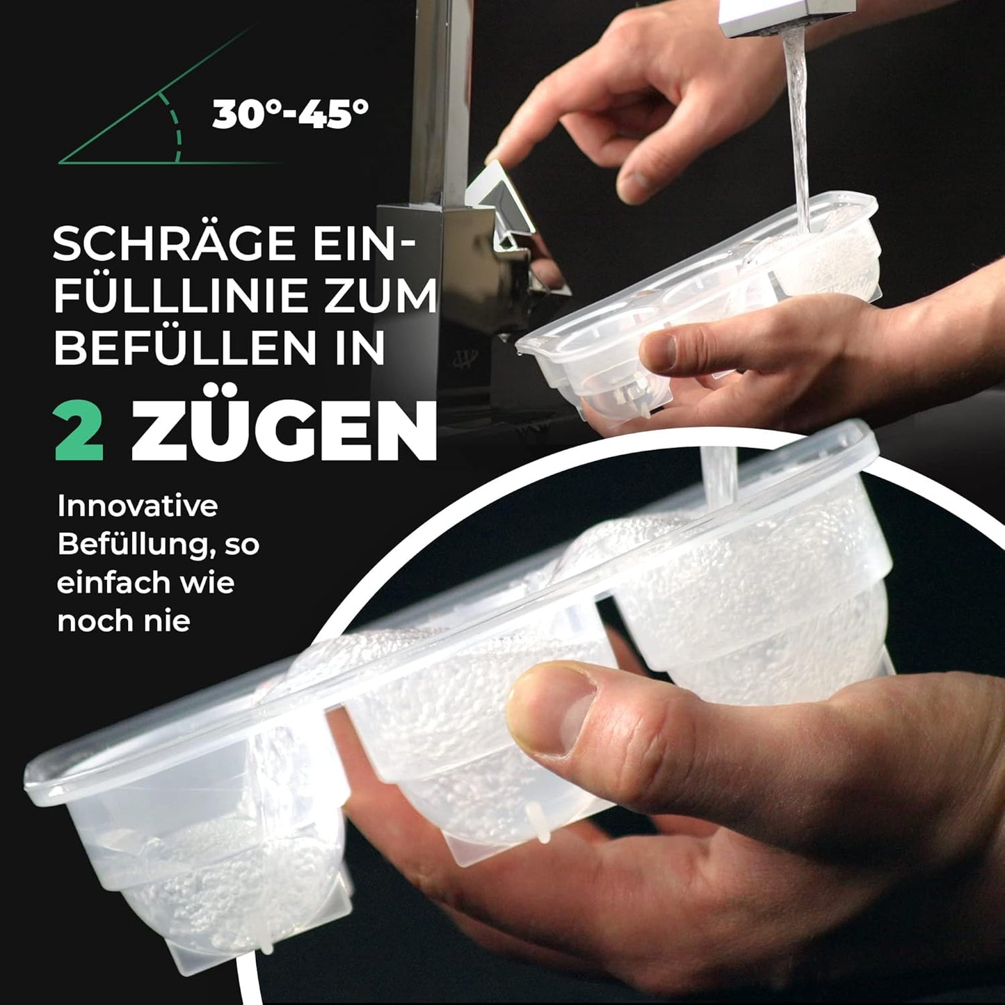 Neighbour's Friend Patentierte Eiskugelform mit XXL Eiswürfelform - Große Eiswürfelform rund Platinsilikon für Cocktails, Whisky & Longdrinks - 6x Eiswürfel & 6x Eiskugeln spülmaschinengeeignet