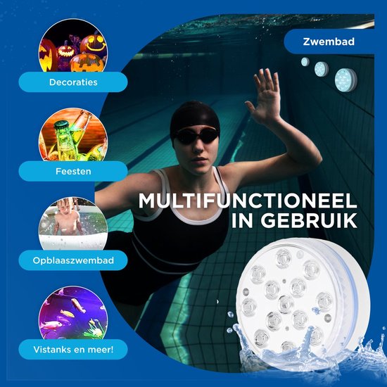 AyeKids Pool Lights - Unterwasserlampe - Jacuzzi - LED - Wasserdicht - Fernbedienung - 16 Farben