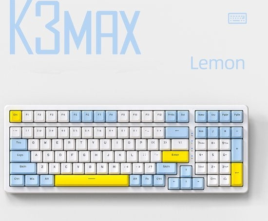 Fuegobird K3MAX Mechanische Gaming Tastatur - 100Tasten - Gasket Mod - Roter Schalter - QWERTY - Mechanische RGB Tastatur mit Hintergrundbeleuchtung - Lemon