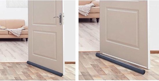 Doppelte Zugluftstopper für Türen - 2 Stück - 95 cm - Verstellbar - Grau - Zugluftleiste - Zugluftstopper - Türrolle - Zugluftstopper - Türkissen - Türisolierung - Universal