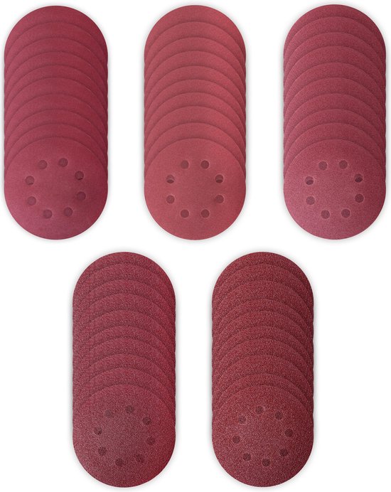 VONROC Schleifpapierset 125mm - 50 Stück - Für Exzenterschleifer - Klettbefestigung