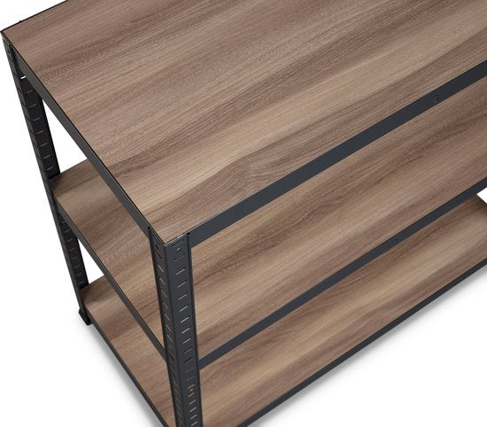 Avasco Regalschrank Tisch - niedriges Regal - Holzoptik - schwarzer Metallrahmen - 88x90x45 - 3 Böden
