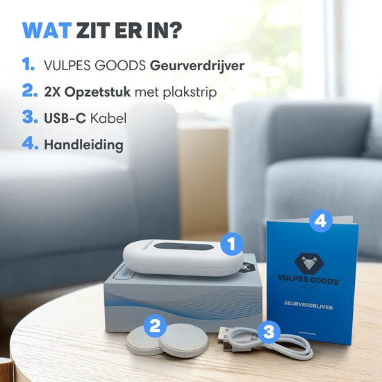 Vulpes Goods® Pets - Geruchsbeseitiger für das Katzenklo - Geruchsbeseitiger für Katzen - Aktivsauerstoff, Ozon & Ionen - Wiederaufladbar - Luftbeseitiger - Weiß - PRO Version
