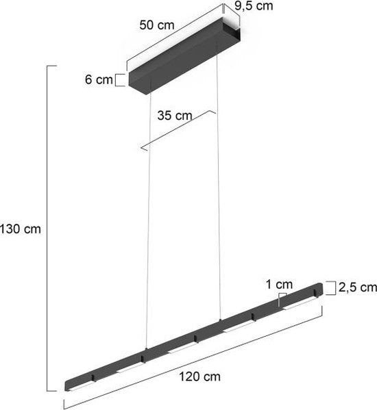Hängeleuchte Bloc 3296ZW Schwarz, höhenverstellbar, aus Glas und Metall – Steinhauer, 120 cm, mit LED-Modul und Dimmfunktion