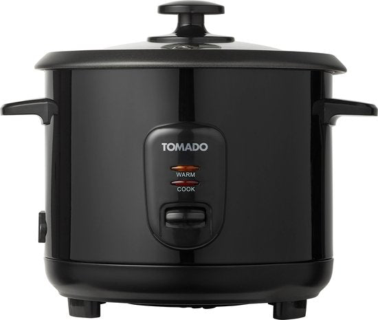 Tomado TRC1001B - Reiskocher - 5 Portionen - Fassungsvermögen 1 Liter - Warmhaltefunktion - Antihaftbeschichtung - PFAS-frei - Schwarz
