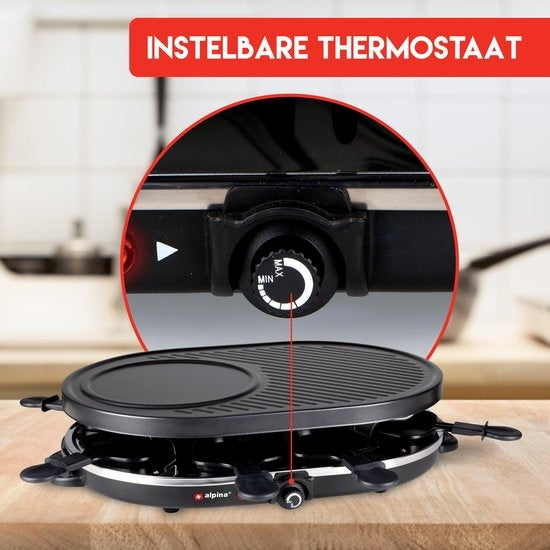 Alpina Gourmet Set - Griddle - mit Pfannen und Spateln - 1200W - 8 Personen