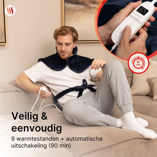 Seranova gewichtete elektrische Wärmekissen für Rücken, Schultern und Nacken - Heizkissen - Heizkissen - 1.3KG - 100w - Blau