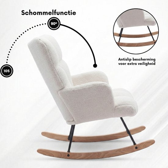 Bayt Schaukelstuhl – Sessel – Schaukelstuhl für das Babyzimmer – Relaxsessel – Weiß