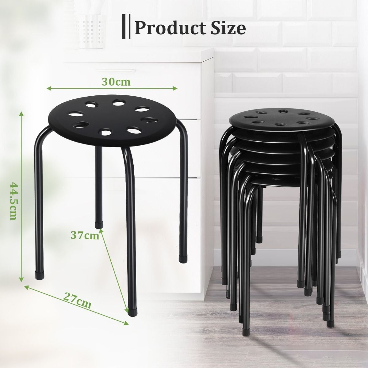 Stapelhocker 6er Set stapelbarer Metallhocker Esszimmerhocker Hocker für Home Office Klassenzimmer 44,5 cm Sitzhöhe 30 x 30 x 44,5 cm