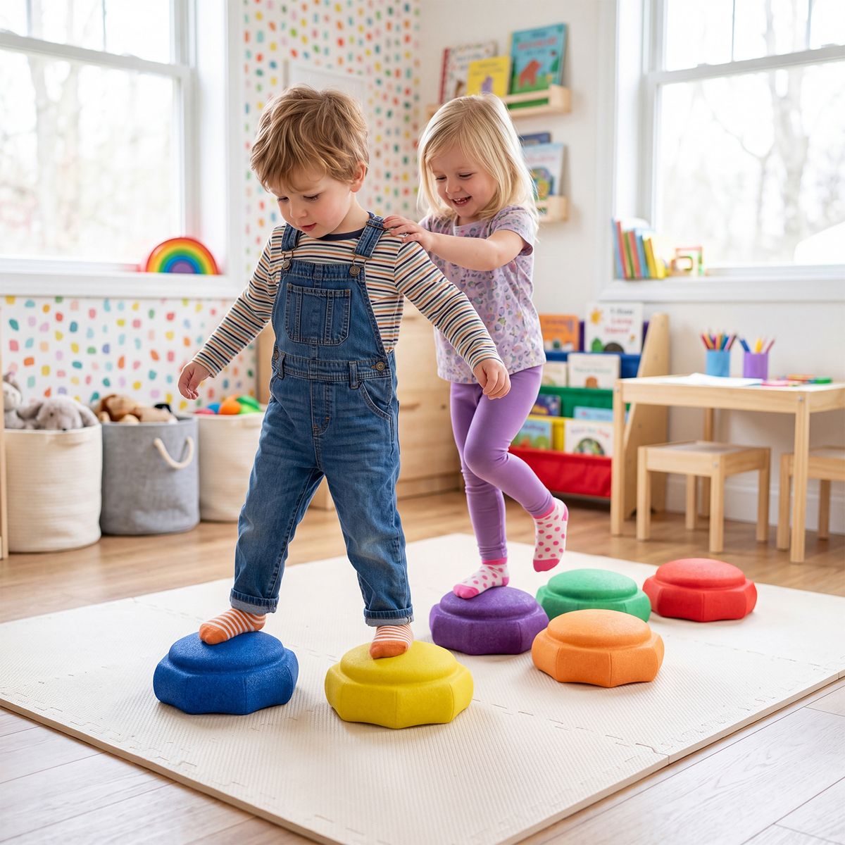 Coast Balance-Steine für Kinder – 6-teiliges Set – rutschfest – stapelbar – mehrfarbig