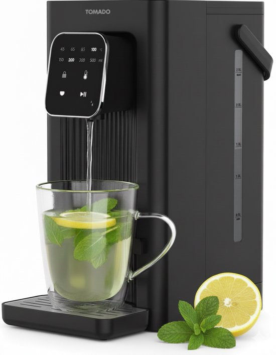 Tomado TWD2503B Heißwasserspender – Schnellkocher – 2,5 Liter – Digitalanzeige – Temperatureinstellung – Abnehmbarer Wassertank – Inklusive Wasserfilter