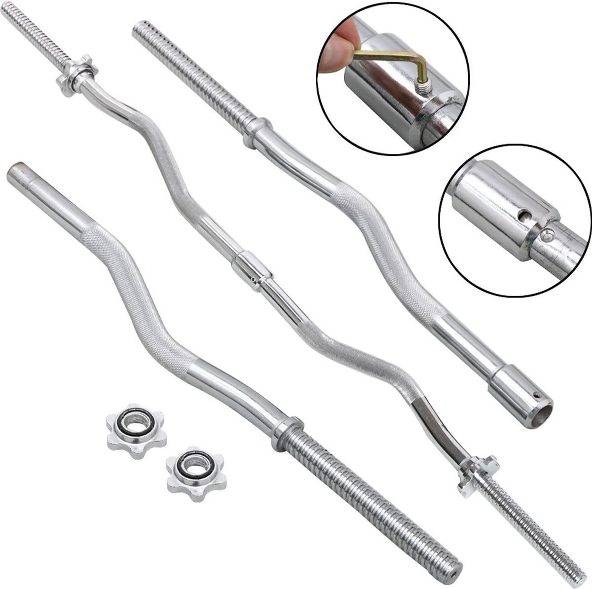 Yaheetech EZ-curl Hantelset 25 kg - Ausgestattet mit verchromter Curl-Stange und 6 Betongewichtsscheiben und Schlössern - Für Krafttraining und Muskelaufbau - Schwarzer Metallkunststoff und Beton - 120 x 26 x 26 cm