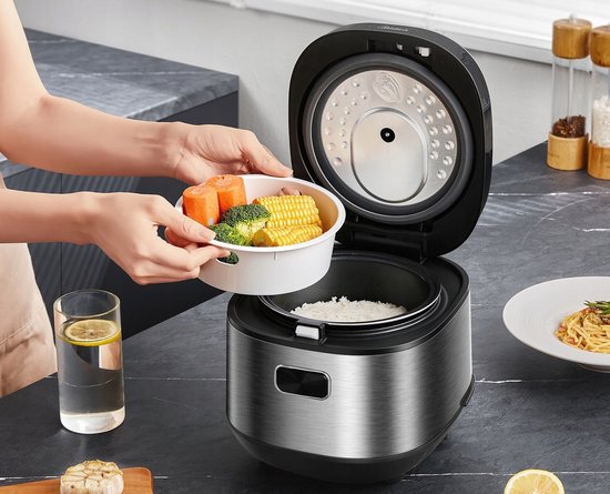 Midea – Reiskocher – Rice Cooker MB-RC209 – 2 l Fassungsvermögen – 30-Minuten-Schnellkochprogramm – Langsamkochen – 24-Stunden-Startvorwahl – 12-Stunden-Warmhaltefunktion – spülmaschinenfest