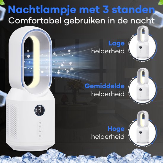MATTI® Tischventilator - Standventilator - Kabellos - 8 Stunden Laufzeit - Inkl. Nachtlicht - Weiß